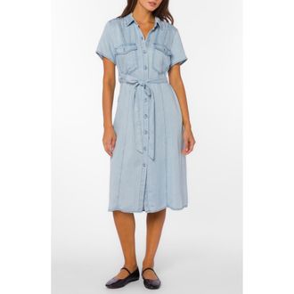 Velvet Heart Short Sleeve Chambray Midi Shirtdress in Summer Blue at Nordstrom Rack, Size X-Large