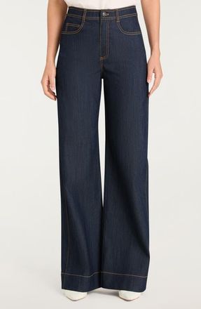 Cinq &agrave; Sept Betsy High Waist Wide Leg Jeans in Indigo at Nordstrom, Size 12