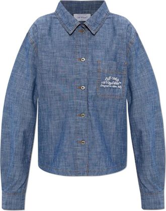 Off-white Chambray Denim Overhemd - Dames - Spijkeroverhemden - Blauw - L - Denim - Overhemden