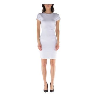 Hinnominate Short Dresses, female, White, M, Short Ribbed Dress