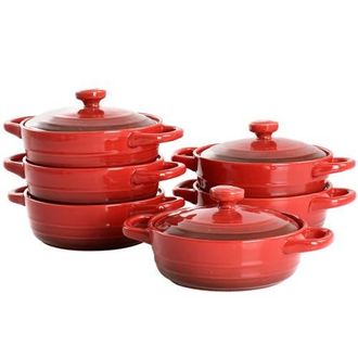 Crock-pot Appleton 6 Piece 10 Ounce Stoneware Mini Casserole Set with Lid in Red at Nordstrom