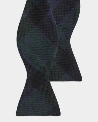 Ralph Lauren Purple Label Men & apos;s Plaid-Print Cashmere-Silk Bow Tie