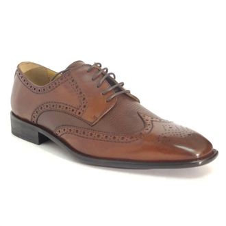 CALZOLERIA TOSCANA Mens Italian Wingtip Shoe In Mahogany