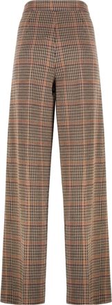 Max Mara Womens Pants Prince Of Wales Jersey Virgin Wool Wide-Leg Trousers