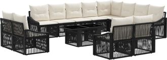 vidaXL Conjunto De Sof&aacute;s De Jard&iacute;n 13 Uds. Negro Y Blanco Crema Vidaxl