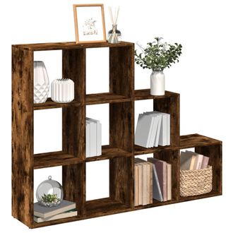 Berkfield Home Room Divider Bookcase 3-Tier Smoked Oak 137.5x29x103.5 cm Engineered Wood in Brown