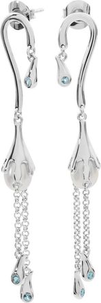 Lucy Quartermaine Pearl Drop Earrings with Blue Swarovski Crystals in Sterling Silver at Nordstrom