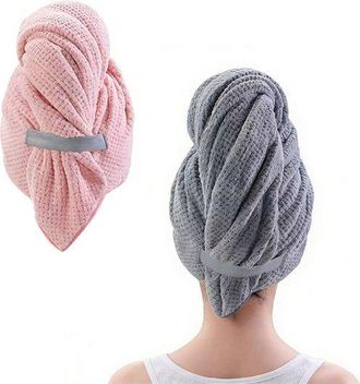 OEM Juego De 2 Toallas De Microfibra Para Secar El Cabello - 100 X 60 Cm - Aptas Para Mujeres Y Ni&ntilde;as - Estilo A