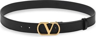 Valentino Garavani Logo-buckle Leather Belt - Dames - Riemen - Zwart - 80 CM - Leer - Accessoires