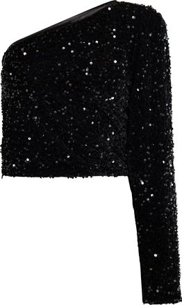 Faina Topje met &eacute;&eacute;n schouder Dames zwart