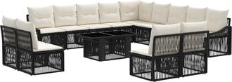 vidaXL Conjunto De Sof&aacute;s De Jard&iacute;n 14 Uds. Negro Y Blanco Crema Vidaxl