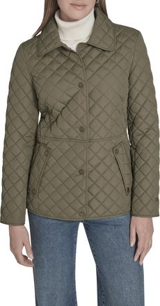 Tommy Hilfiger Womens Zip Up Long Sleeve Quilted Jacket, Juniper, S
