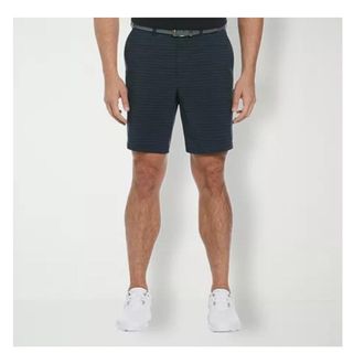 PGA TOUR Mens PGA TOUR Golf Shorts Black Stretch Striped 8 Inseam Belted Waist FTS2022