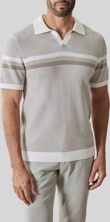 Robert Barakett Rourke Placed Stripe Cotton Polo Sweater in White at Nordstrom, Size Xx-Large