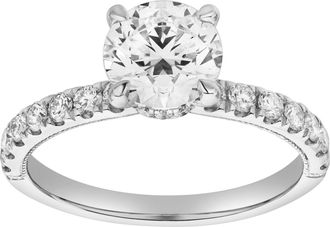 LuvMyJewelry Aurielle 14K Gold Round Cut Hidden Halo Lab Grown Diamond Engagement Ring - 2 Ct