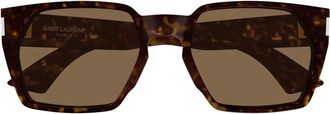 Saint Laurent Rechthoekige Zonnebril - unisex - Zonnebrillen - Bruin - 57 MM - Nylon - Accessoires