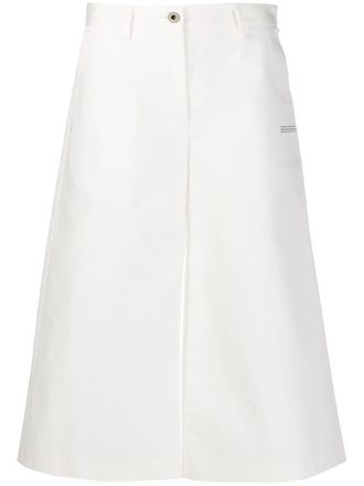 Off-white slogan print cropped trousers - women - Cotton/Polyester - 38