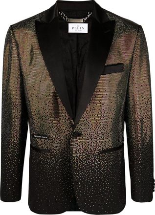Philipp Plein Lord rhinestone-embellished blazer - men - Polyester/Wool/Spandex/Elastane/Polyester/Viscose/Acetate - 50 - Black