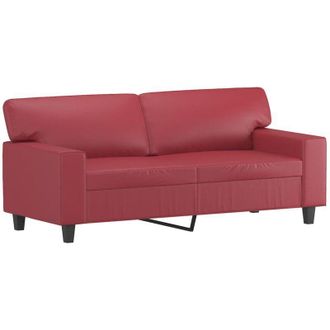 vidaXL Sof&aacute; De 2 Plazas De Cuero Sint&eacute;tico Rojo Vino 140 Cm Vidaxl