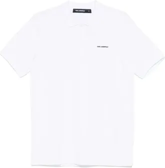 Karl Lagerfeld embroidered-logo polo shirt - men - Cotton/Elastane - M - White
