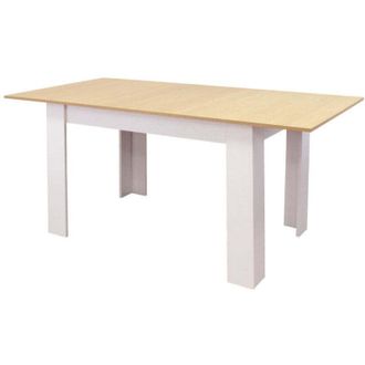 No Brand Tavolo da interno sala da pranzo in legno laminato bianco e marrone chiaro allungabile fino a 160 cm
