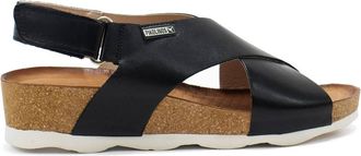 Pikolinos Womens Mahon Leather Wedge Sandals In Black