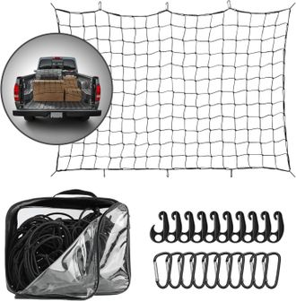 OEM Red Para Remolque De Coche (182,88 X 121,92 Cm) - Red De L&aacute;tex Extensible Con 12 Mosquetones, 12 Ganchos Y Bolsa De Transporte - Accesorio Para Remolq
