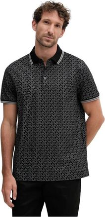 Michael Kors Greenwich Signature Logo Print Katoenen Poloshirt - Heren - Tops - Zwart - Maat: 2XL Katoen