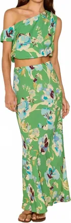 Minkpink Bias Midi Skirt In Green Floral