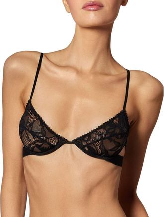 Kiki De Montparnasse Sophie Stretch Lace Demi Bra in Black at Nordstrom, Size 32B