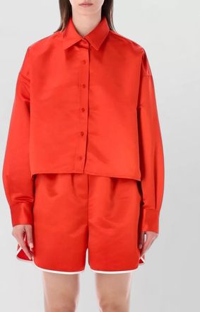 Frankie Shop arlen satin boxy contrast piping shirt