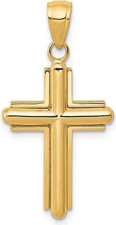Diamond2Deal 14k Yellow Gold Polished Beveled Stick Cross Frame Pendant