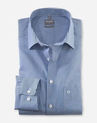Olymp Businesshemd OLYMP Luxor comfort fit, Herren, Gr. 39, N-Gr, blau (marine), Web, Obermaterial: 100% Baumwolle, Hemden Businesshemd