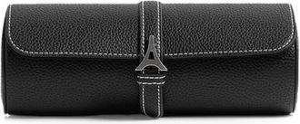 Mani&egrave;re De Voir Fred Pebbled Leather Contrast Stitch Watch Roll in Black at Nordstrom