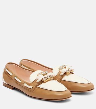 Roger Vivier Embellished leather boat shoes