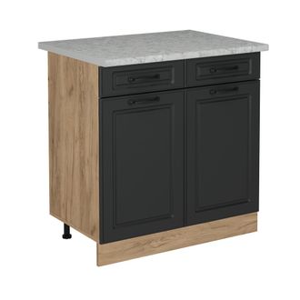 Vicco Mueble Bajo De Cocina R-line, Antracita Casa De Campo, 80 Cm Et M&aacute;rmol