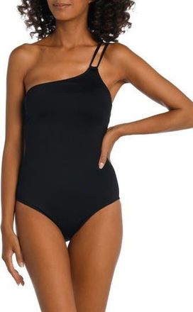 La Blanca Goddess One-Shoulder One-Piece Swimsuit in Black at Nordstrom Rack, Size 10