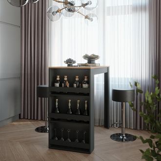 Vicco Tavolo Bar Alto Repose, Antracite, 57 X 117 Cm Con 2 Sgabelli Da Bar, Vicco
