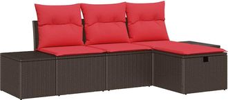 vidaXL Conjunto De Sof&aacute; De Jard&iacute;n 4 Uds. Rat&aacute;n Sint&eacute;tico Vidaxl