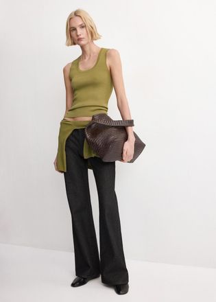 Mango Top maglia cotone lino verde - Donna - XXS - MANGO