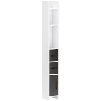 Kleankin Columna de ba&ntilde;o 15x17x120 cm blanco y negro
