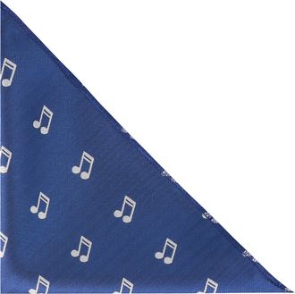 King & Priory Music Note Navy Blue Herringbone Embroidered Pocket Square Handkerchief