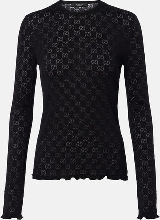 Gucci GG cotton-blend devor&eacute; T-shirt