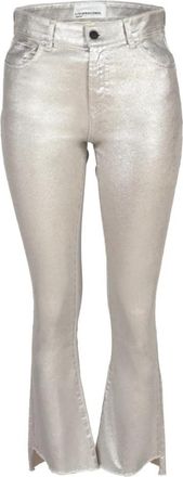 Liviana Conti Metallic Flared Jeans - Dames - Flared Jeans - Grijs - W27 - Katoen - Jeans