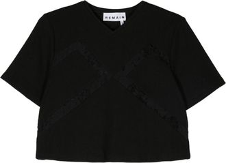 Remain lace-panelled ribbed T-shirt - women - Cotton/Elastane - 36 - Black