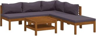 vidaXL Vidaxl - Muebles De Jard&iacute;n 6 Pzas Cojines Madera Maciza De Acacia