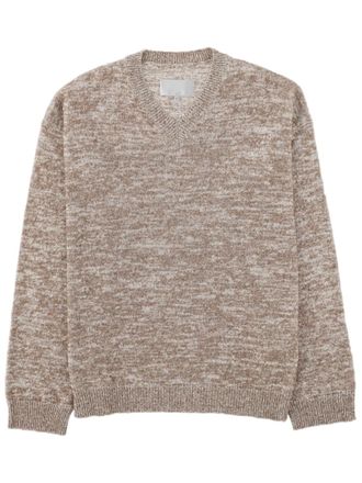 Maison Margiela Marled Knit Sweater with Subtle V-Neckline and Ribbed Details