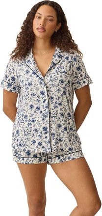 Kindred Bravely Clea Maternity & Postpartum Short Sleeve Pajama Set in Navy Toile at Nordstrom, Size X-Large