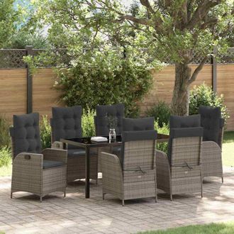 vidaXL Conjunto De Comedor De Jard&iacute;n 7 Pcs Gris Rat&aacute;n Sint&eacute;tico Vidaxl