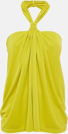 Ronny Kobo Ronny Kobo Olive Green Jersey Halterneck Ruched Top